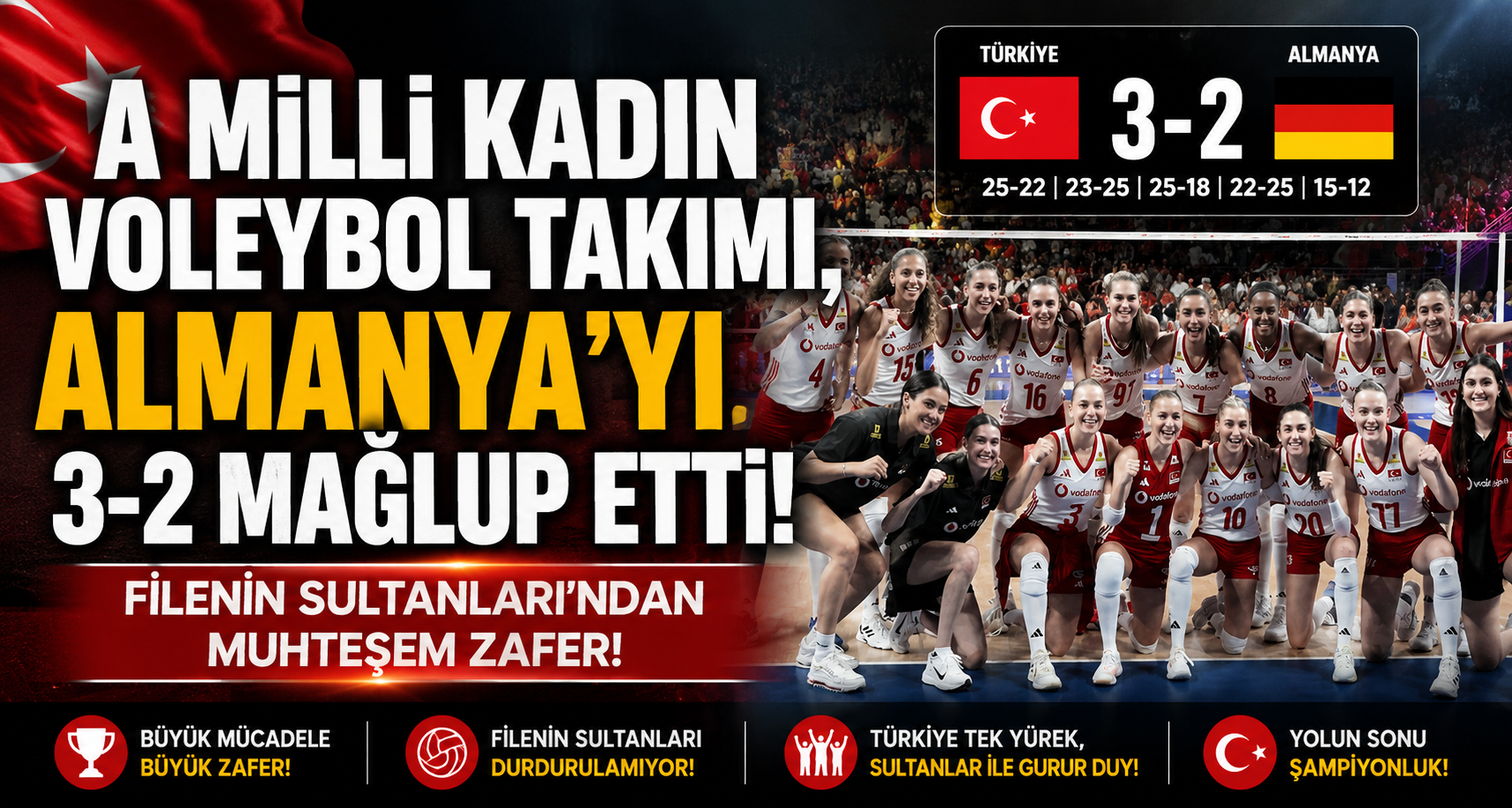 A Milli Kadın Voleybol Takımı, Almanya’yı 3-2 mağlup etti