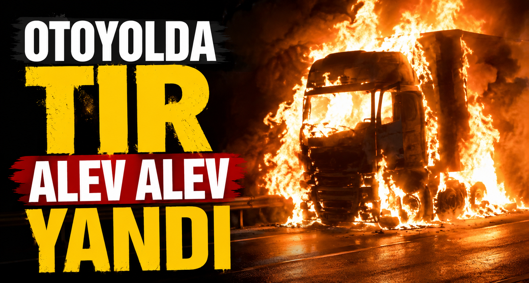 Otoyolda tır alev alev yandı