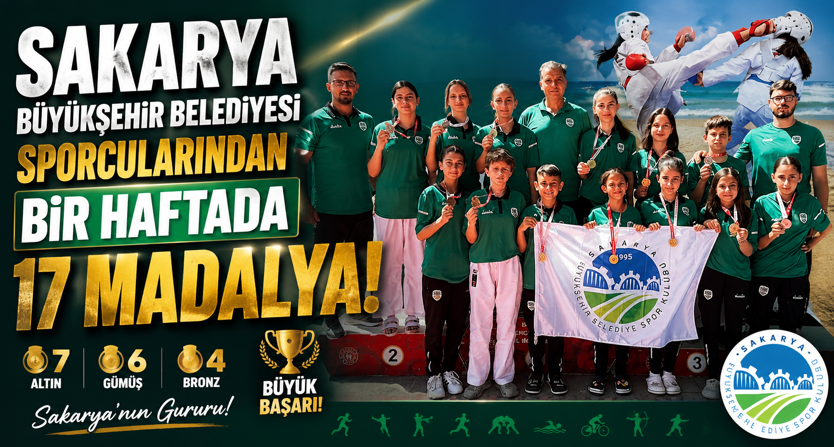 Sakarya Büyükşehir Belediyesi sporcularından bir haftada 17 madalya