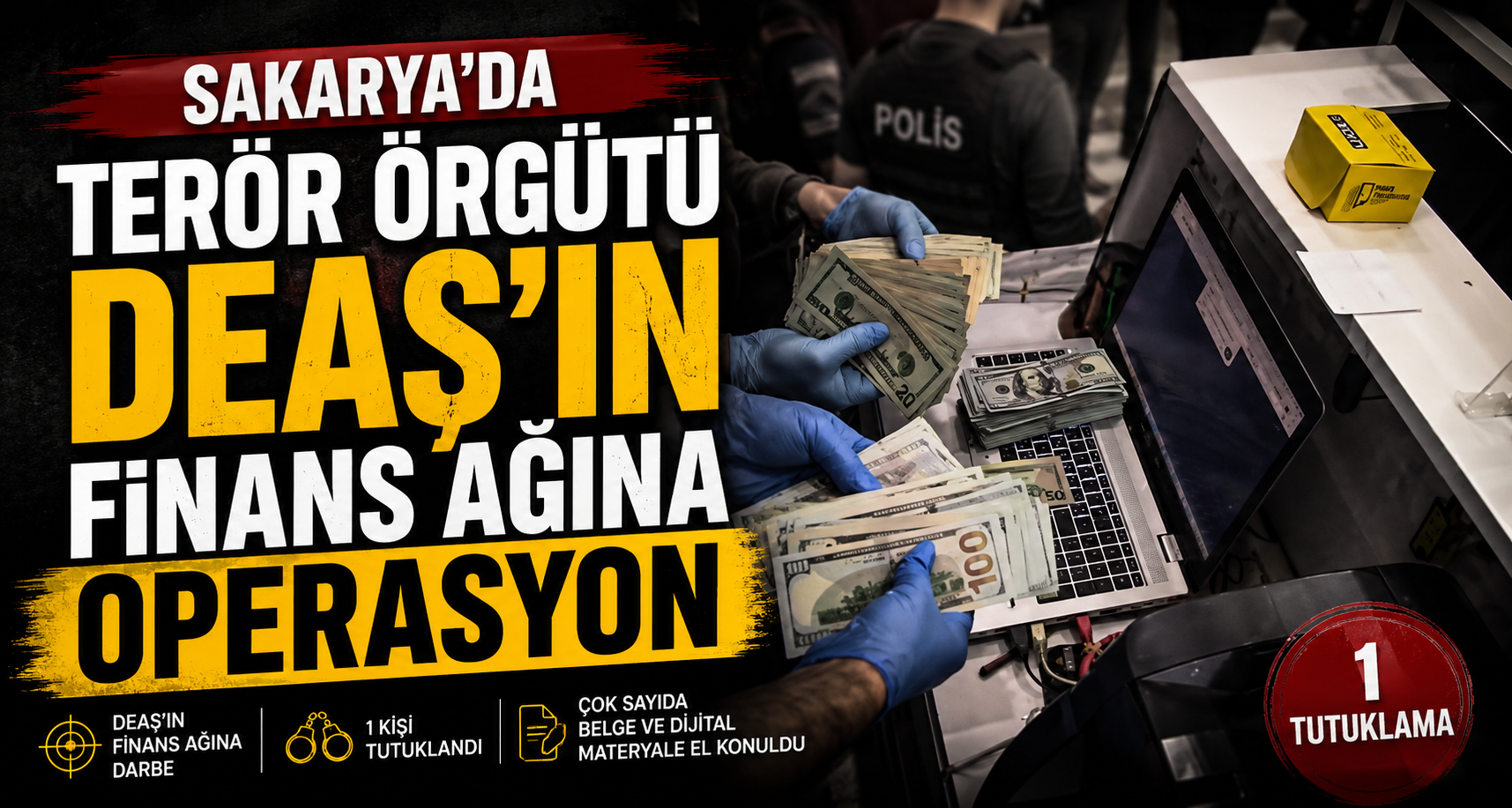 Sakarya’da terör örgütü DEAŞ’ın finans ağına operasyon: 1 tutuklama