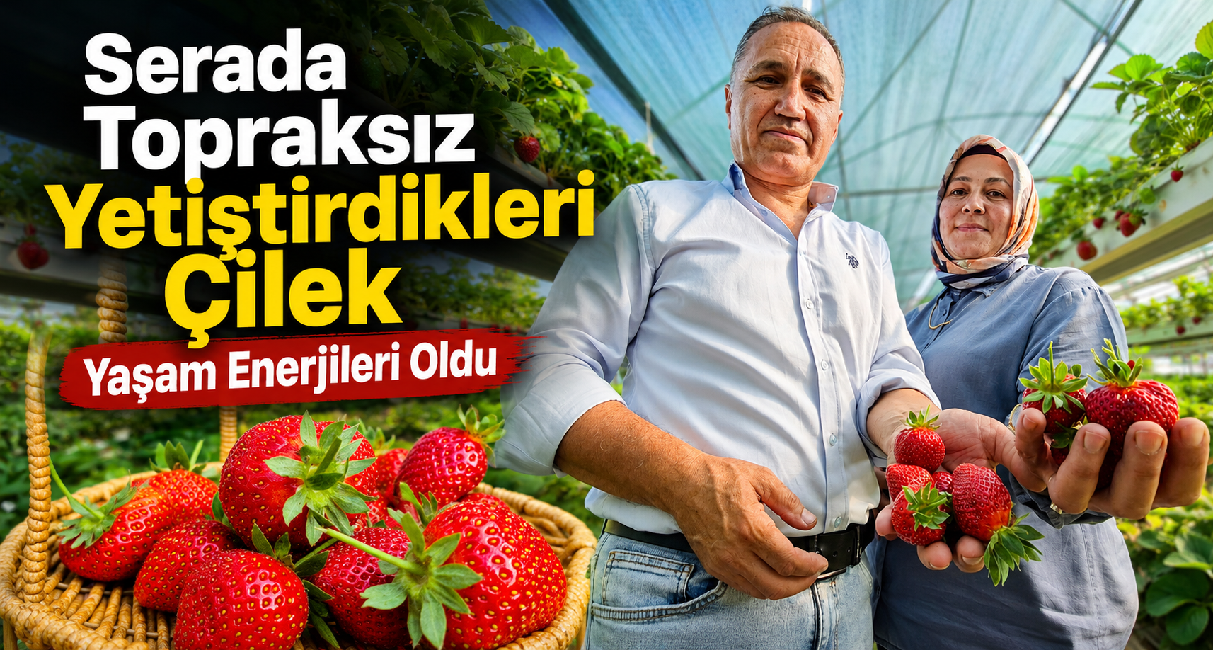 Serada Topraksız Yetiştirdikleri Çilek Yaşam Enerjileri Oldu