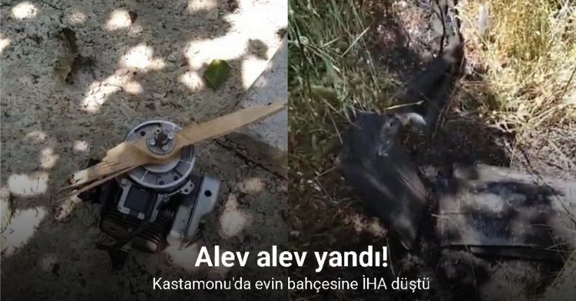 Evin bahçesine İHA düştü ardından alev alev yandı