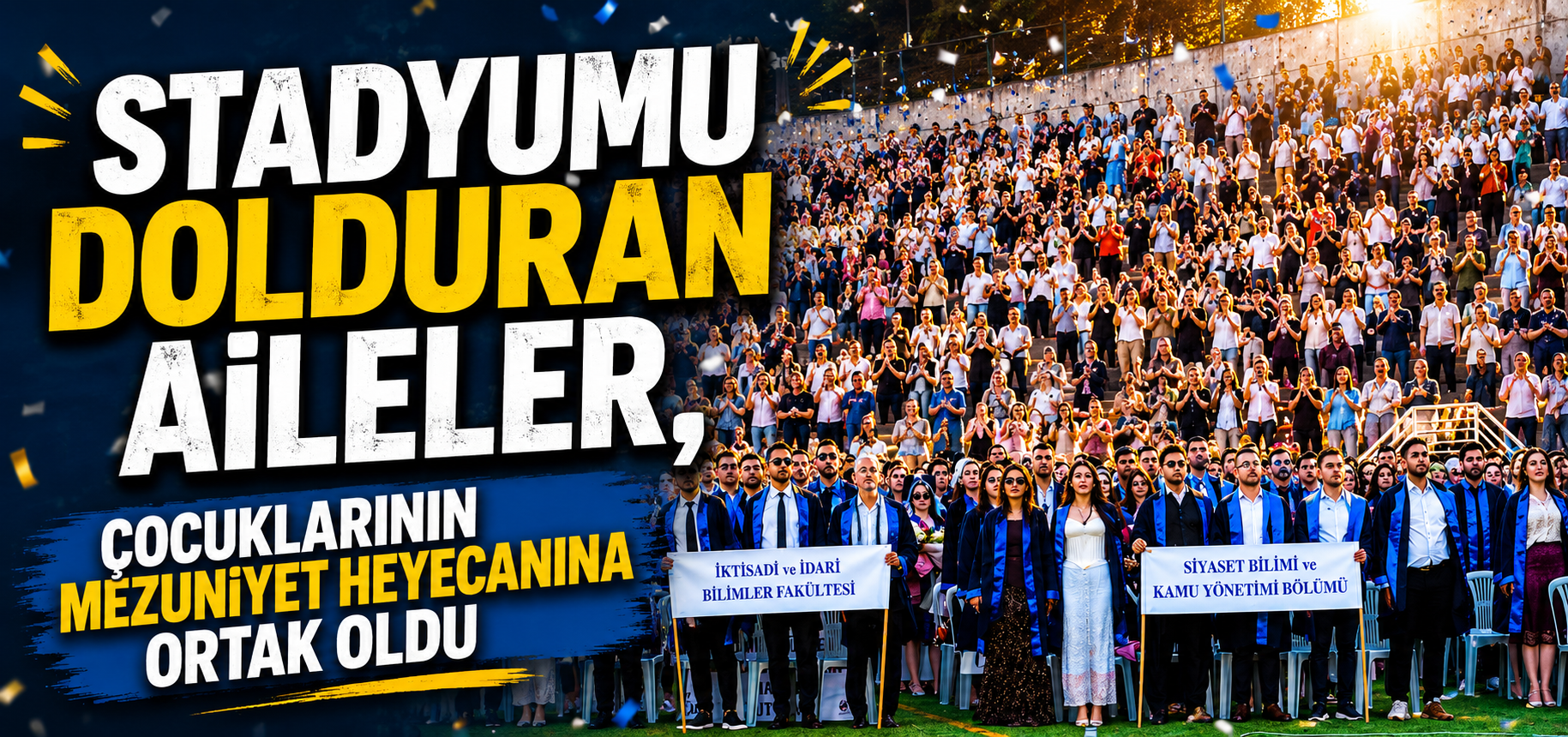 Stadyumu dolduran aileler, çocuklarının mezuniyet heyecanına ortak oldu