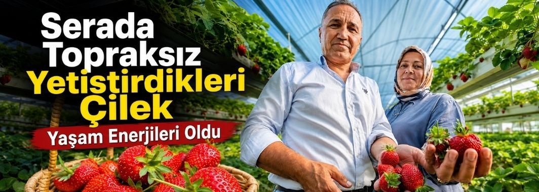 Serada Topraksız Yetiştirdikleri Çilek Yaşam Enerjileri Oldu