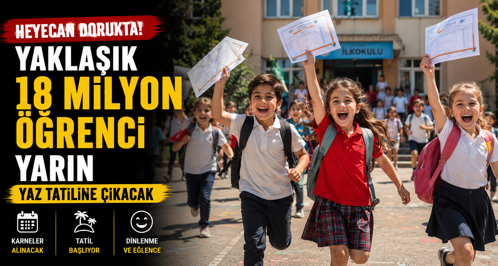Yaklaşık 18 milyon öğrenci yarın yaz tatiline çıkacak