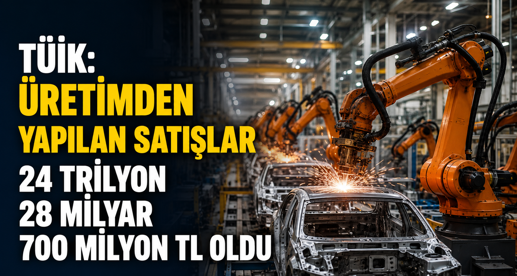 TÜİK: Üretimden yapılan satışlar 24 trilyon 28 milyar 700 milyon TL oldu