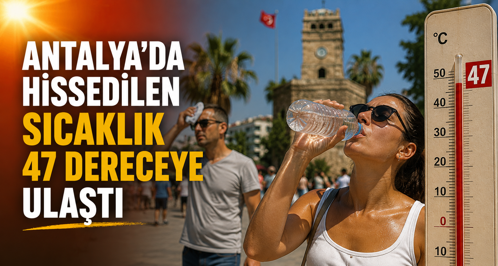 Antalya'da hissedilen sıcaklık 47 dereceye ulaştı