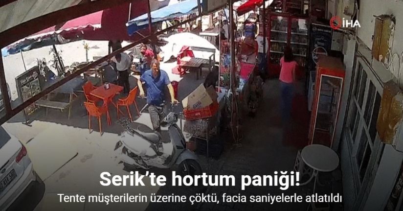 Serik’te hortum paniği: Tente müşterilerin üzerine çöktü, facia saniyelerle atlatıldı