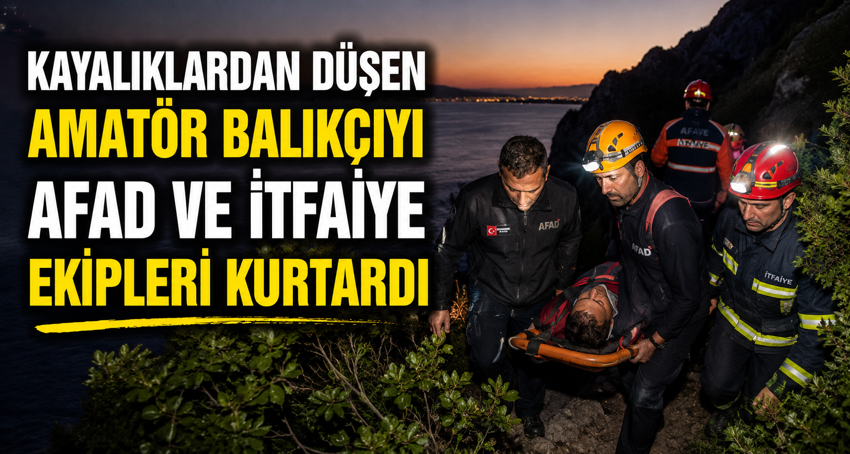 Kayalıklardan düşen amatör balıkçıyı AFAD ve itfaiye ekipleri kurtardı