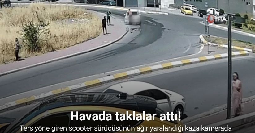 Esenyurt’ta otomobil, ters yönde giden scooter sürücüsüne çarptı