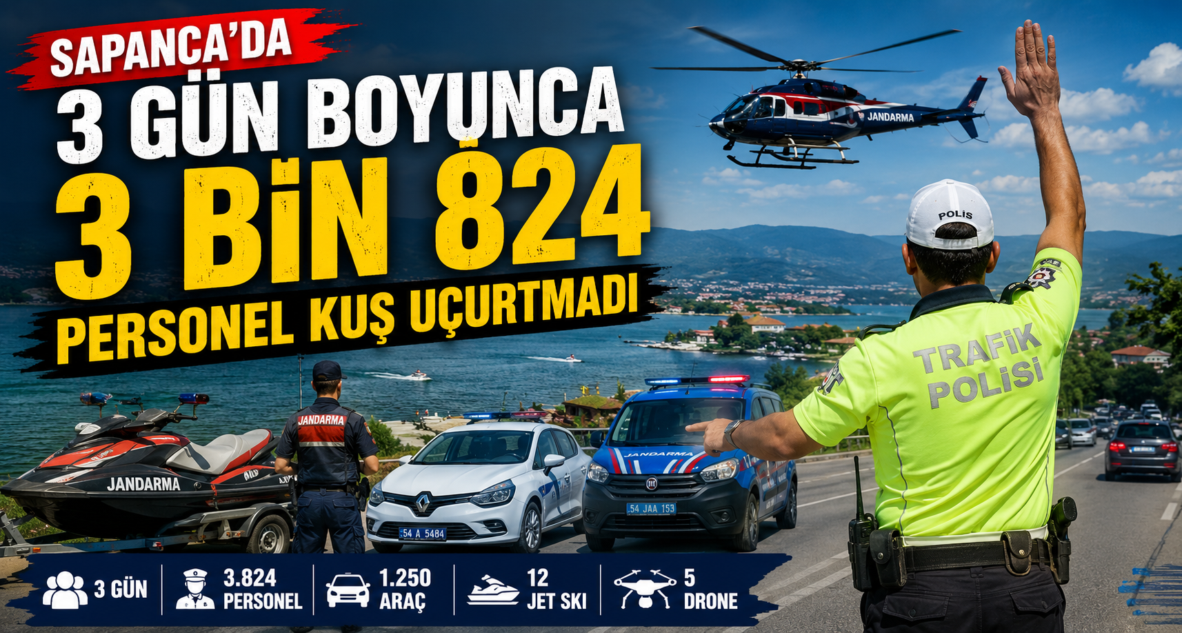 Sapanca’da 3 gün boyunca 3 bin 824 personel kuş uçurtmadı