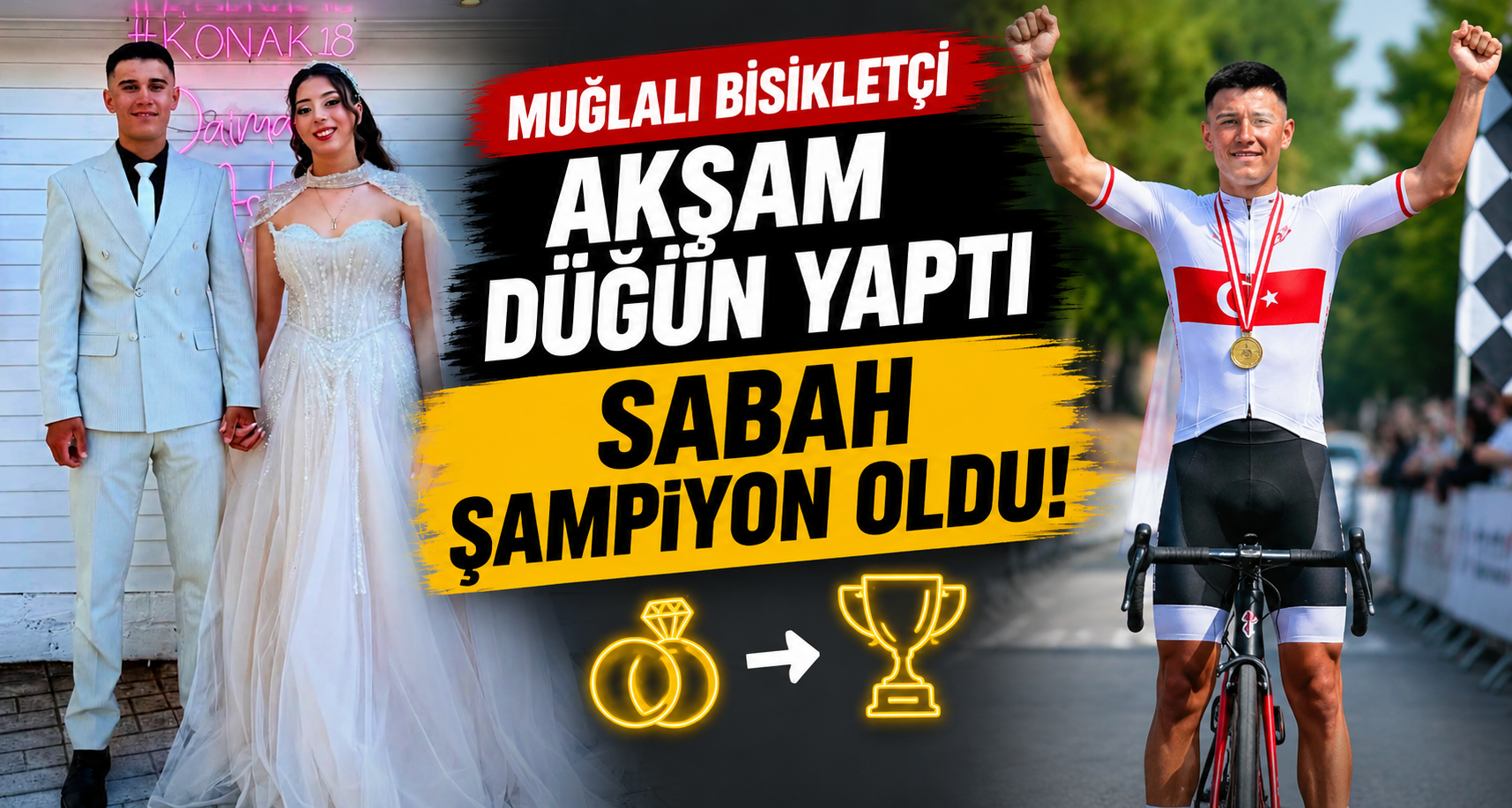 Muğlalı bisikletçi akşam düğün yaptı sabah şampiyon oldu