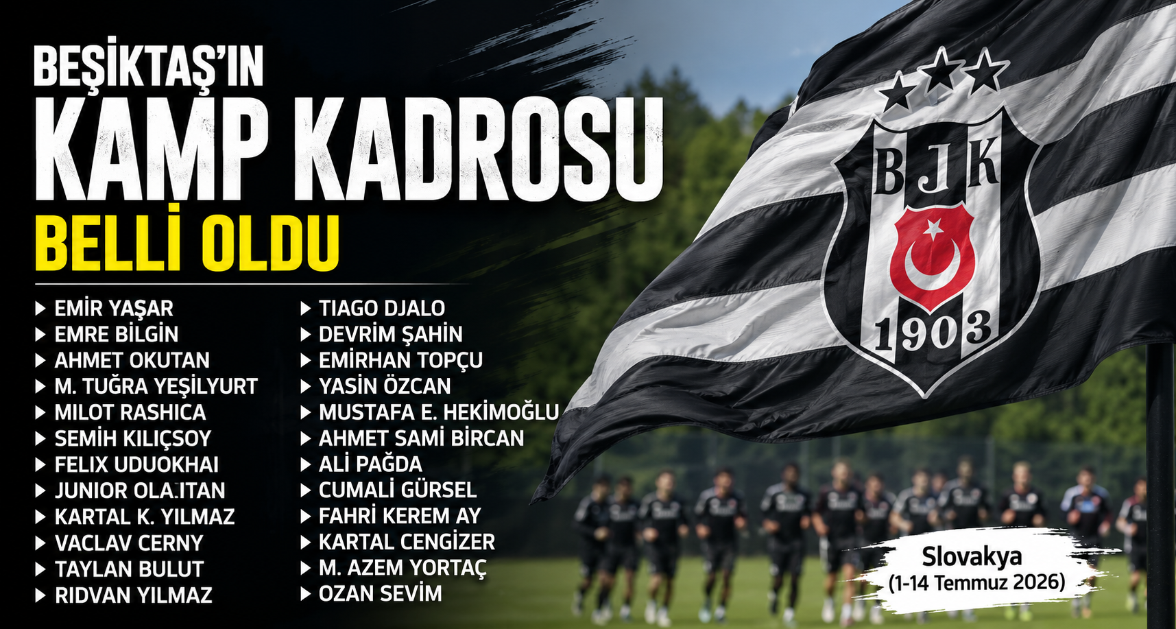 Beşiktaş’ın kamp kadrosu belli oldu