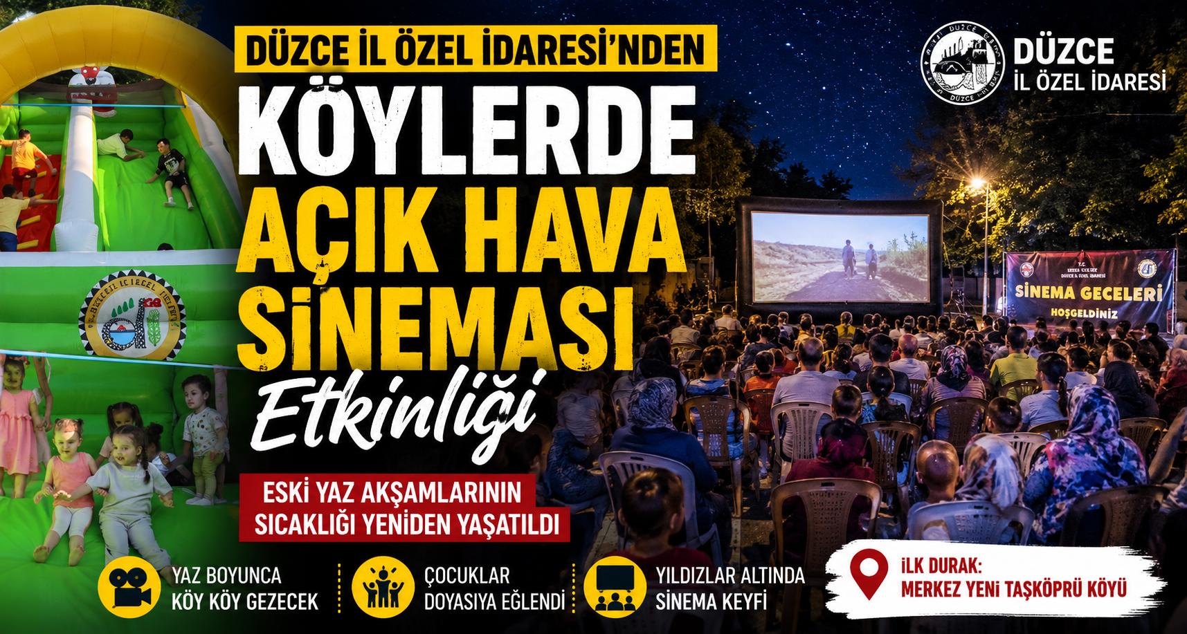 Düzce İl Özel İdaresi’nden Köylerde Açık Hava Sineması Etkinliği