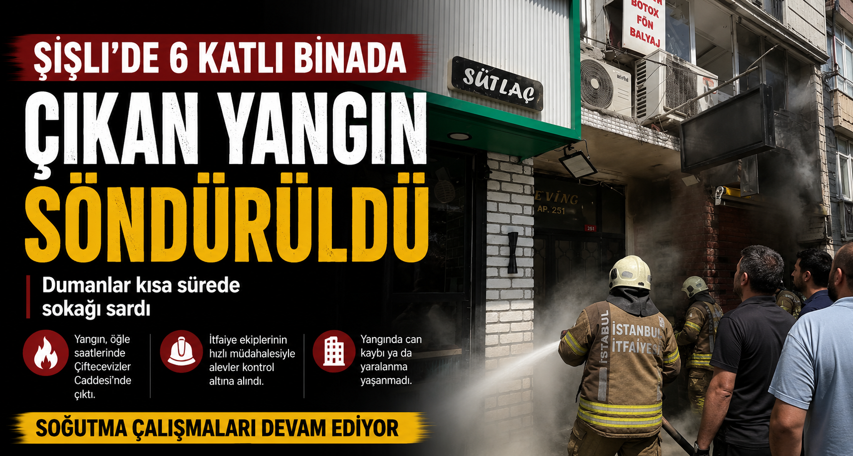 Şişli’de 6 katlı binada çıkan yangın söndürüldü