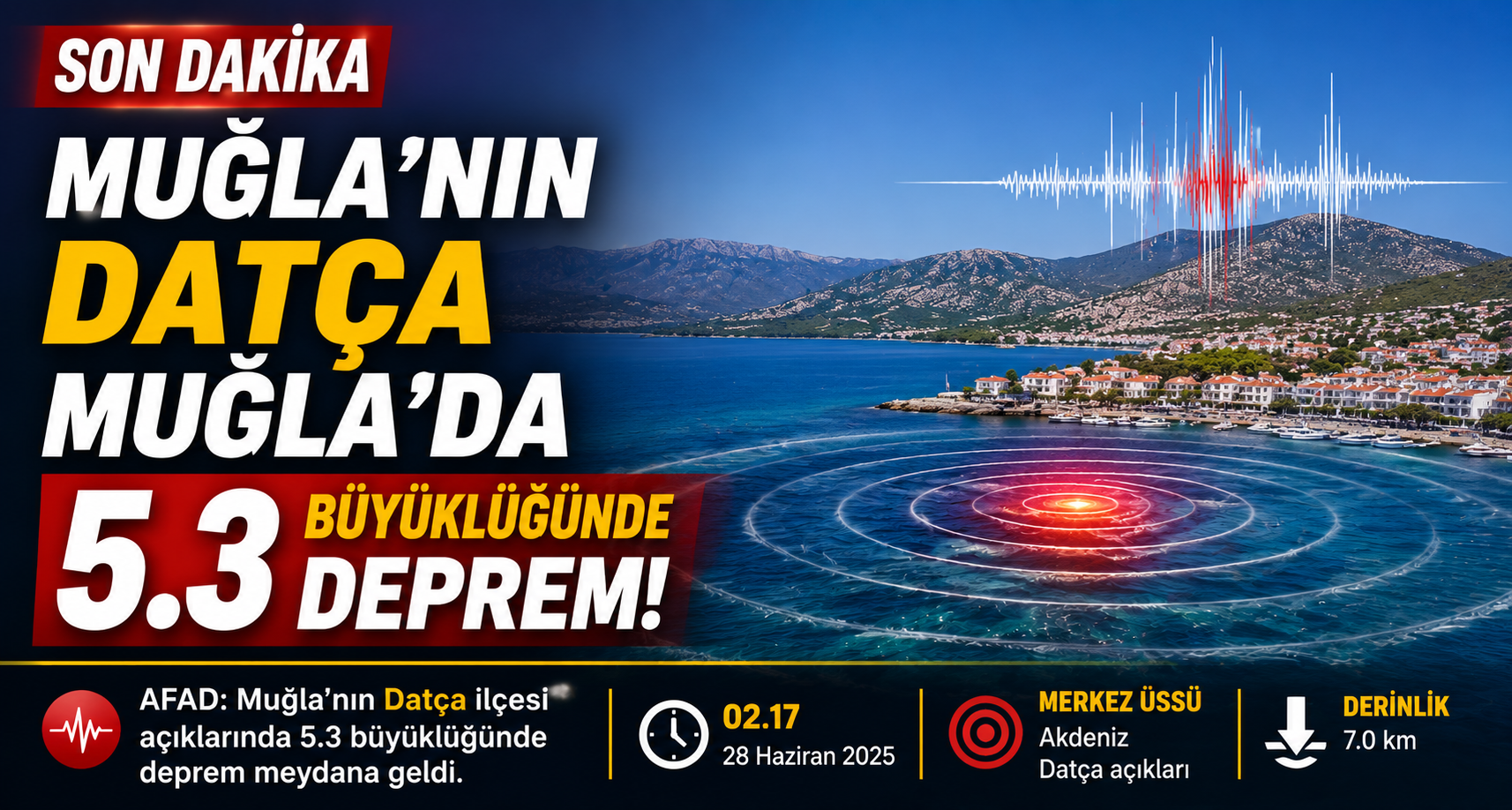 Muğla’da 5.3 büyüklüğünde deprem