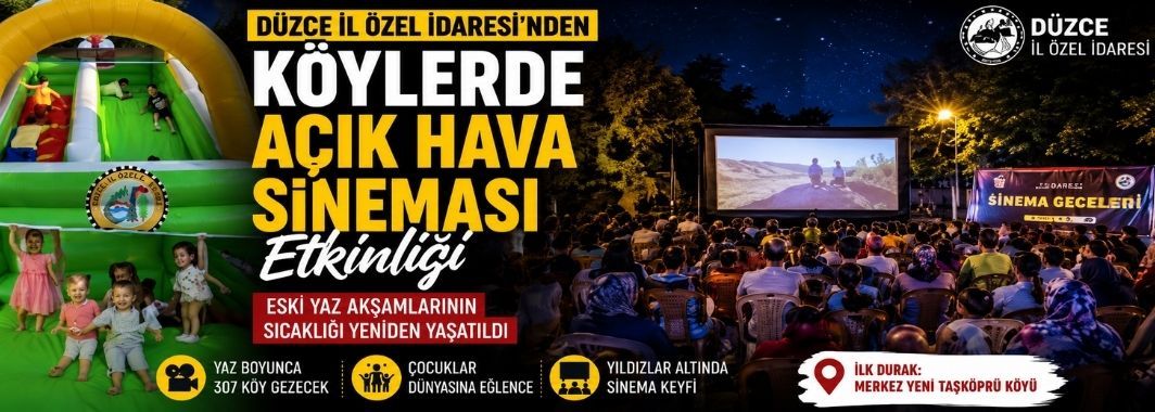 Düzce İl Özel İdaresi’nden Köylerde Açık Hava Sineması Etkinliği