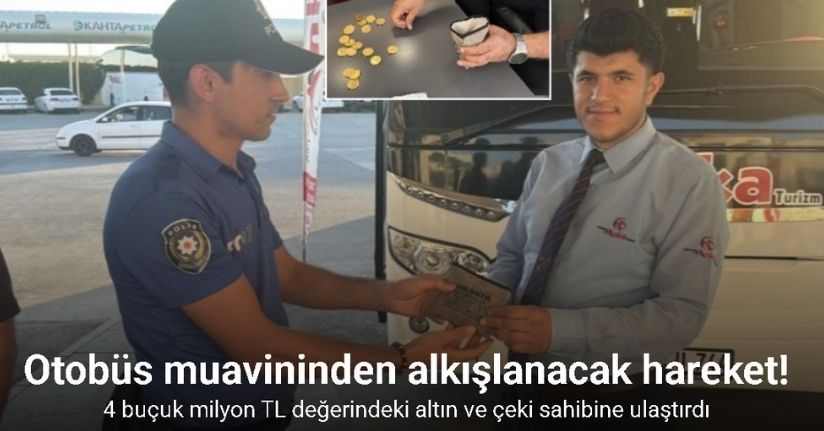 4 buçuk milyon TL değerindeki altın ve çeki sahibine ulaştırdı