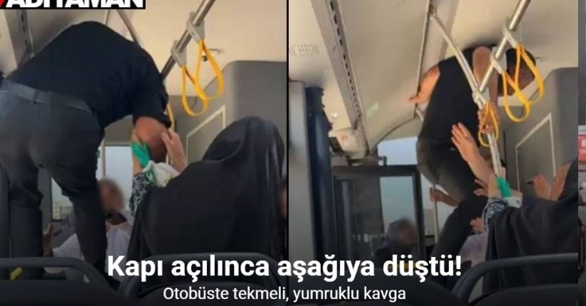 Otobüste tekmeli, yumruklu kavga