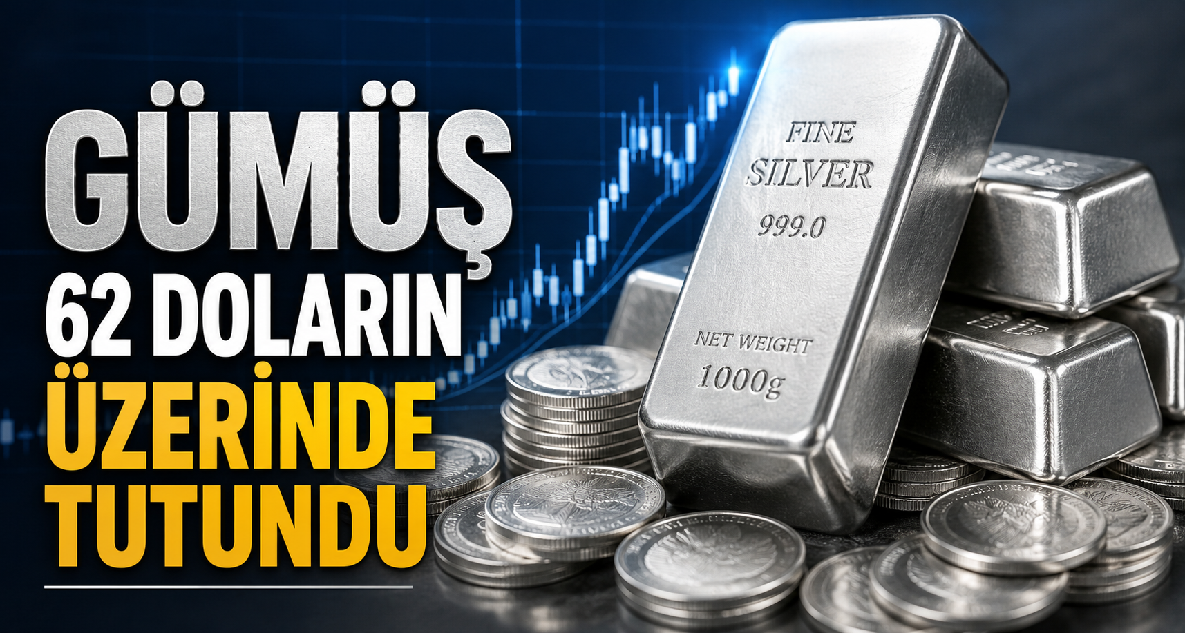 Gümüş 62 doların üzerinde tutundu