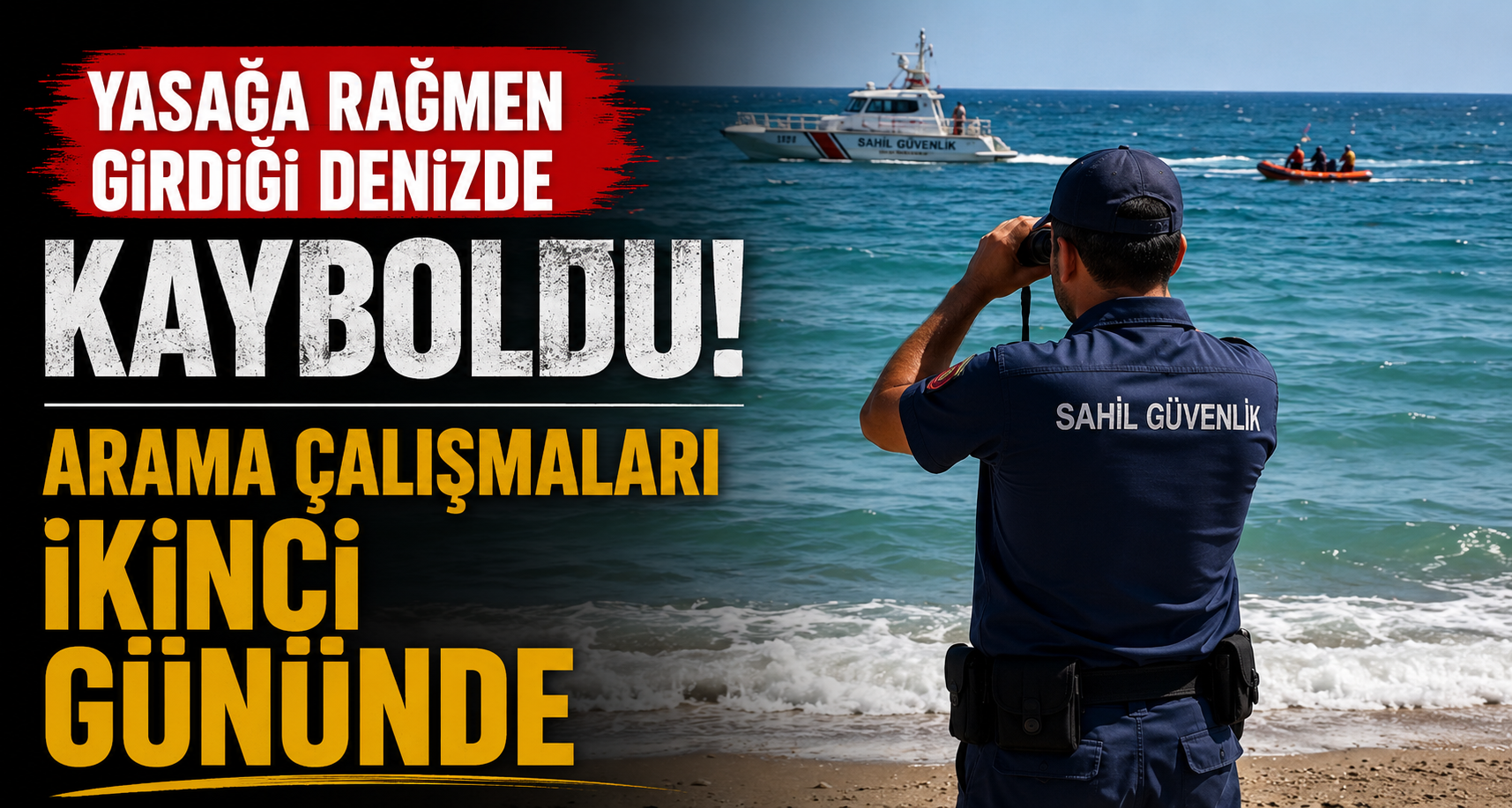 Yasağa rağmen girdiği denizde kaybolan vatandaşı arama çalışmaları ikinci gününde