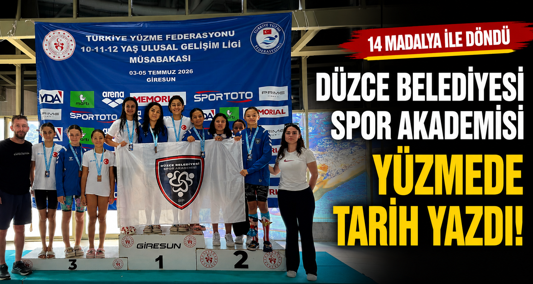 Düzce Belediyesi Spor Akademisi yüzmede tarih yazdı: 14 madalya ile döndü