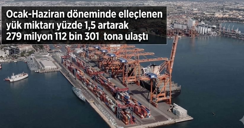 Ocak-Haziran döneminde elleçlenen yük miktarı yüzde 1,5 artarak 279 milyon 112 bin 301 tona ulaştı