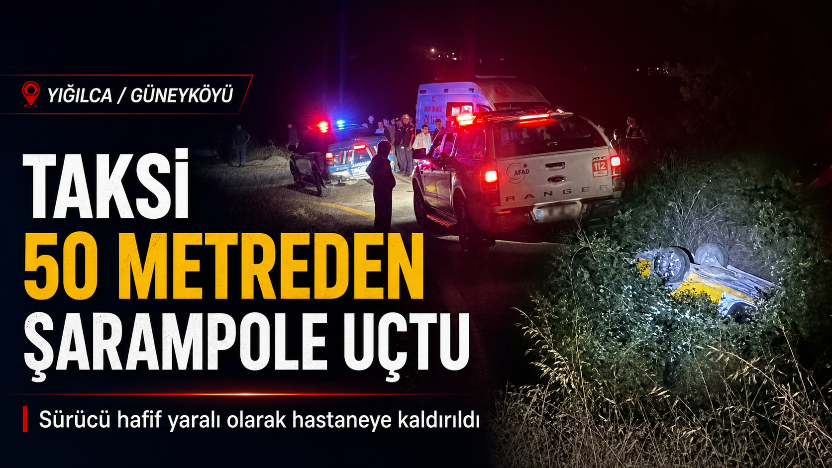 Kontrolden Çıkan Araç Şarampole Uçup Takla Attı