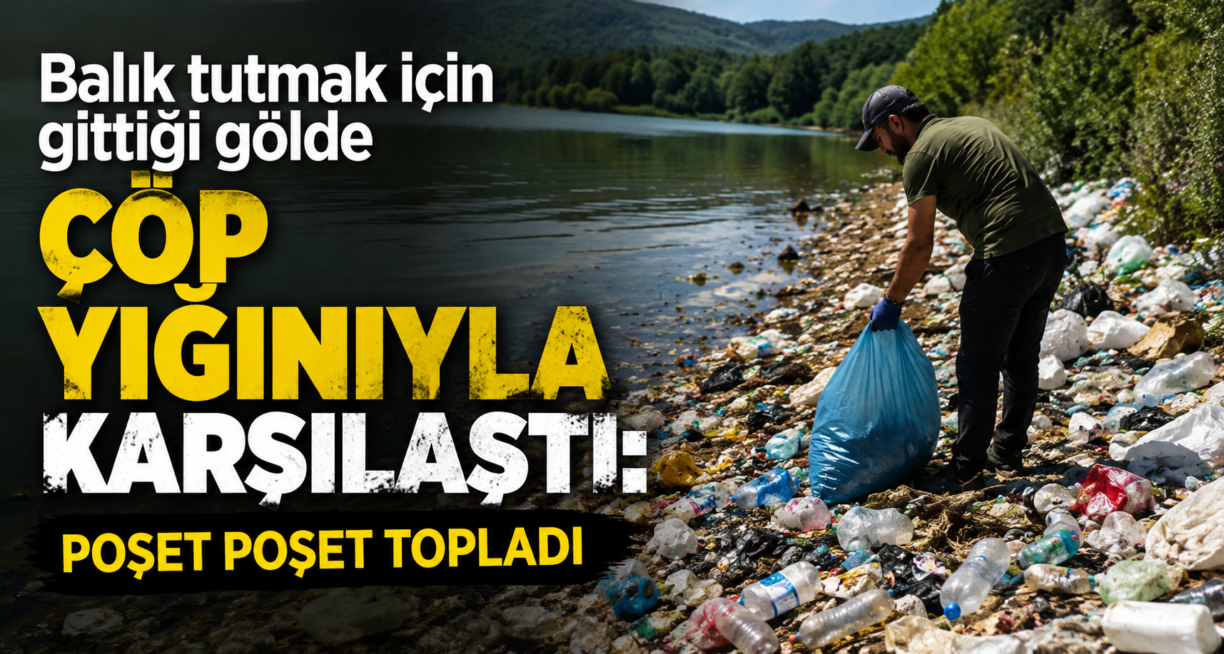 Balık Tutmak İçin Gittiği Gölde Çöp Yığınıyla Karşılaştı: Poşet Poşet Topladı