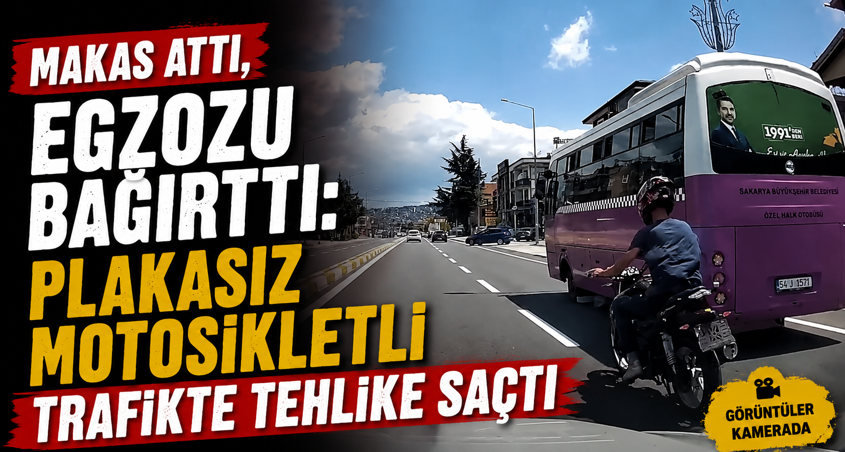 Makas attı, egzozu bağırttı: Plakasız motosikletli trafikte tehlike saçtı