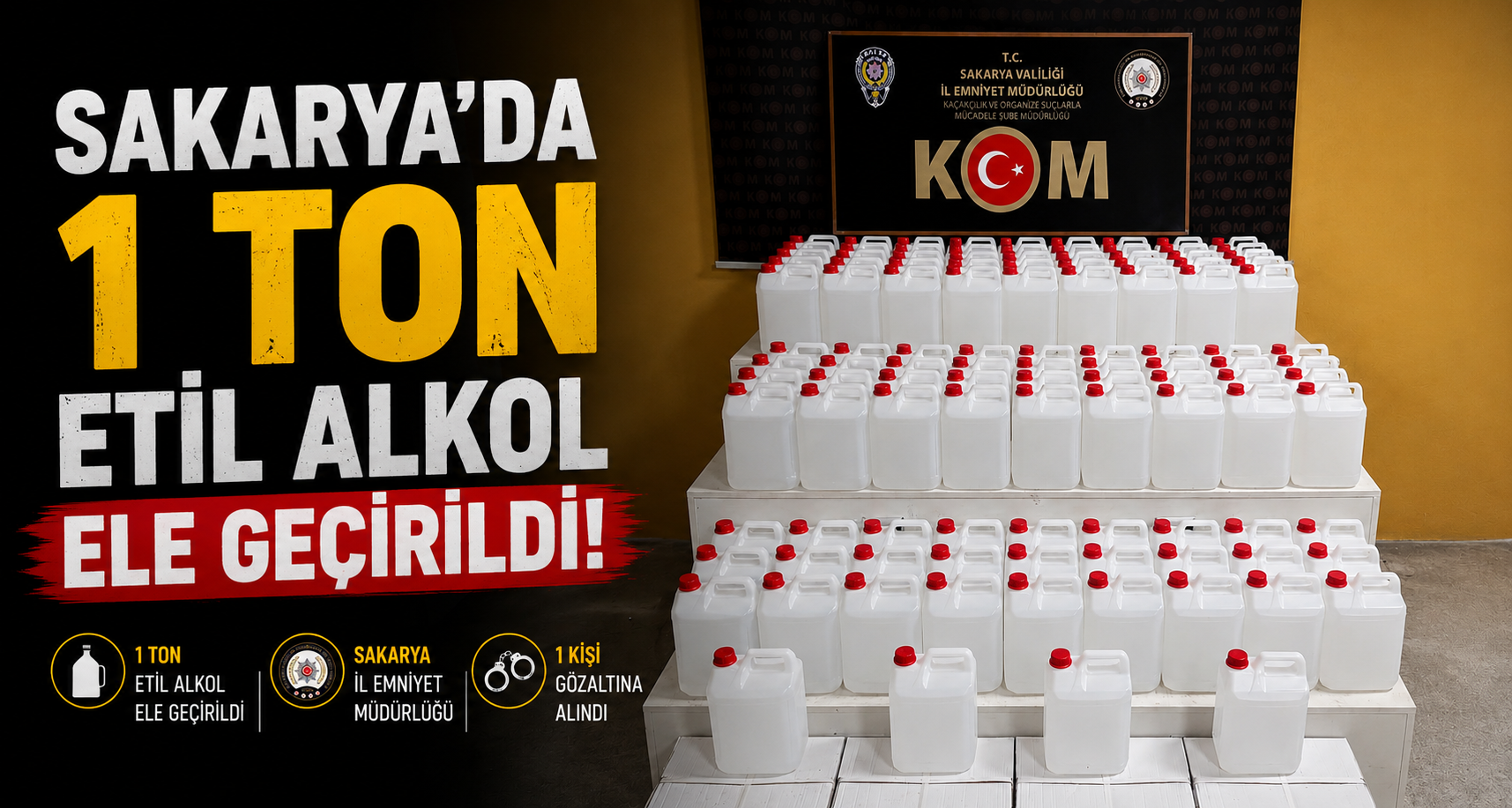  İstanbul'dan Ankara'ya 1 tonluk etil alkol sevkiyatı Sakarya'da engellendi