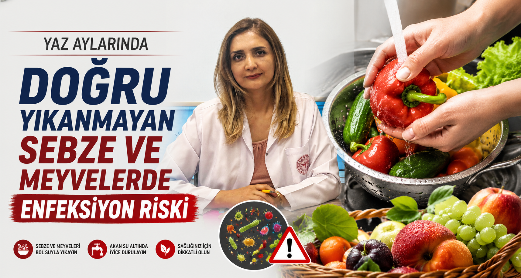 Yaz aylarında doğru yıkanmayan sebze ve meyvelerde enfeksiyon riski