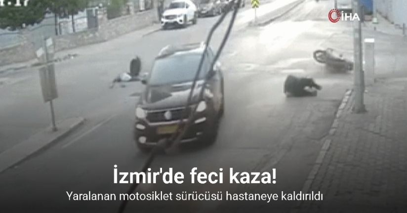 İzmir’de otomobilin motosiklete çarpıp kaçtığı kaza kameraya yansıdı