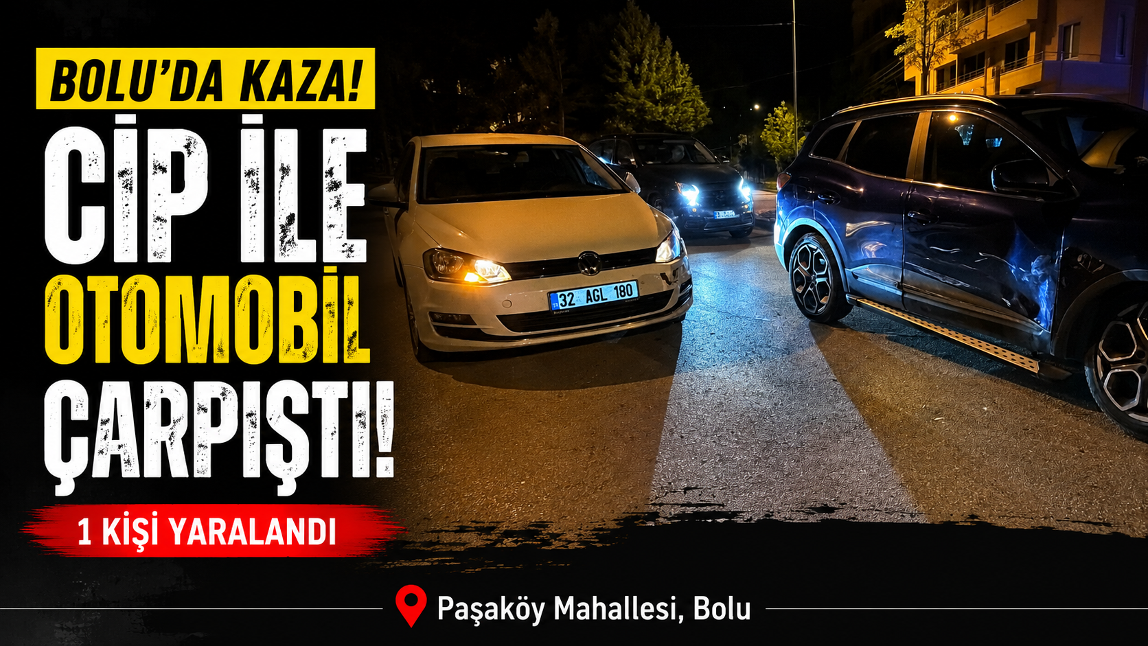 Bolu’da Ciple Otomobil Çarpıştı 1 Yaralı   