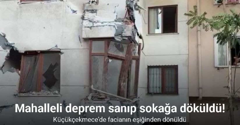 Küçükçekmece’de yıkımı yapılan binanın duvarı yan apartmanın üzerine devrildi