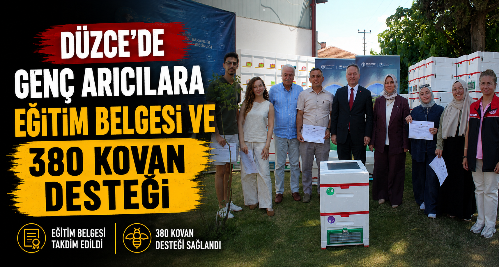 Düzce'de genç arıcılara eğitim belgesi ve 380 kovan desteği
