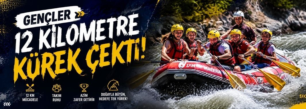 Gençler 12 kilometre kürek çekti