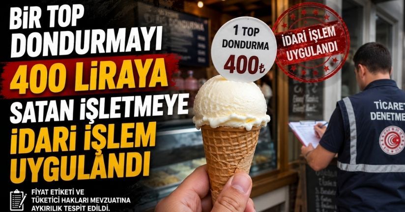 Bir top dondurmayı 400 liraya satan işletmeye idari işlem uygulandı