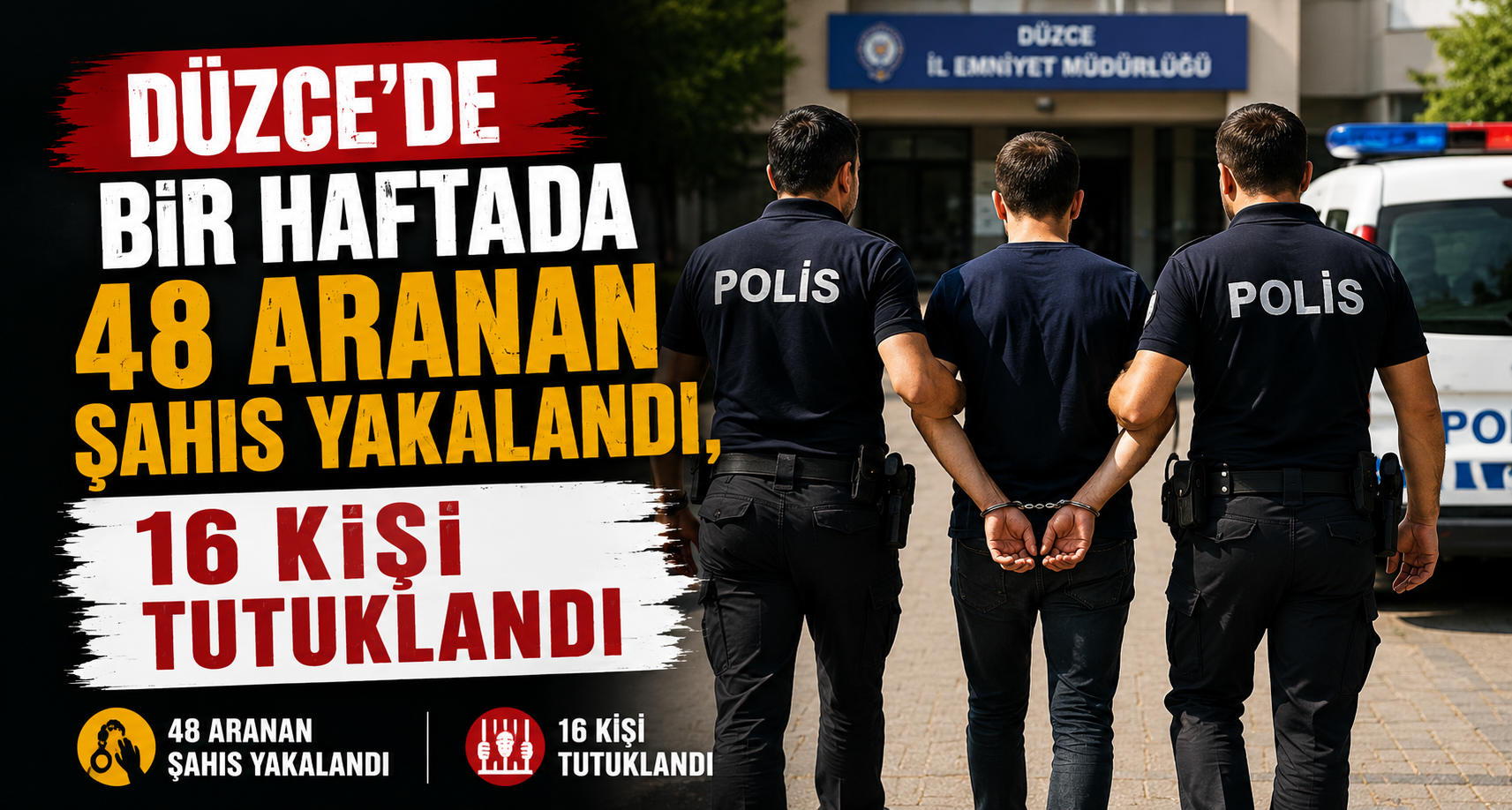 Düzce'de Bir Haftada 48 Aranan Şahıs Yakalandı, 16 Kişi Tutuklandı
