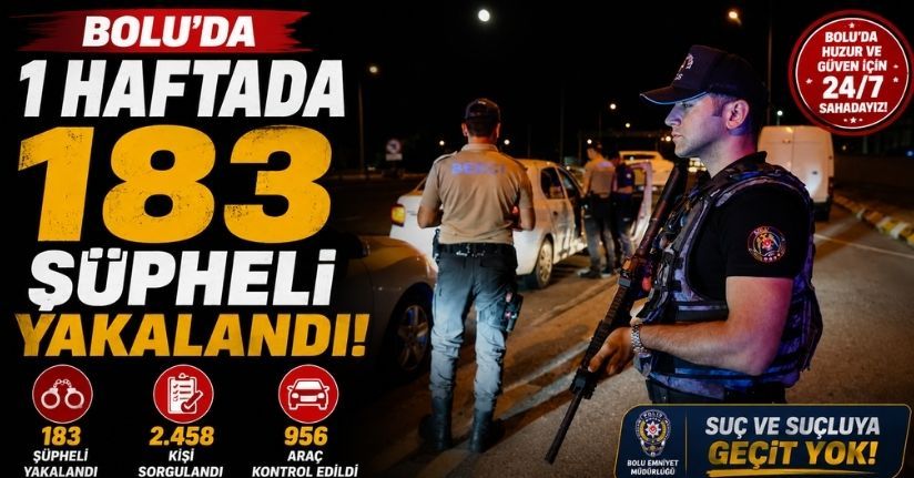 Bolu’da 1 haftada 183 şüpheli yakalandı