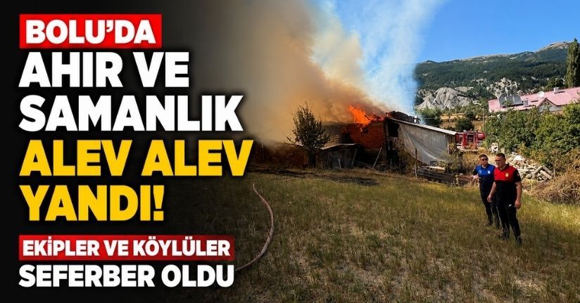 Bolu’da ahır ve samanlık alev alev yandı: Ekipler ve köylüler seferber oldu