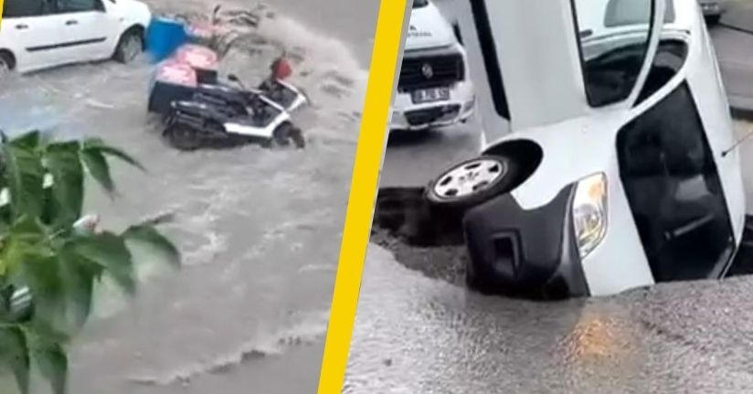 Ankara'da sağanak sele neden oldu; araçlar sürüklendi