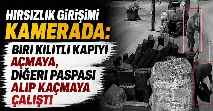 Hırsızlık girişimi kamerada: Biri kilitli kapıyı açmaya, diğeri paspası alıp kaçmaya çalıştı