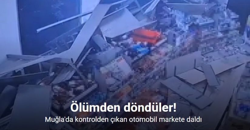 Kontrolden çıkan otomobil markete daldı, vatandaşlar ölümden döndü