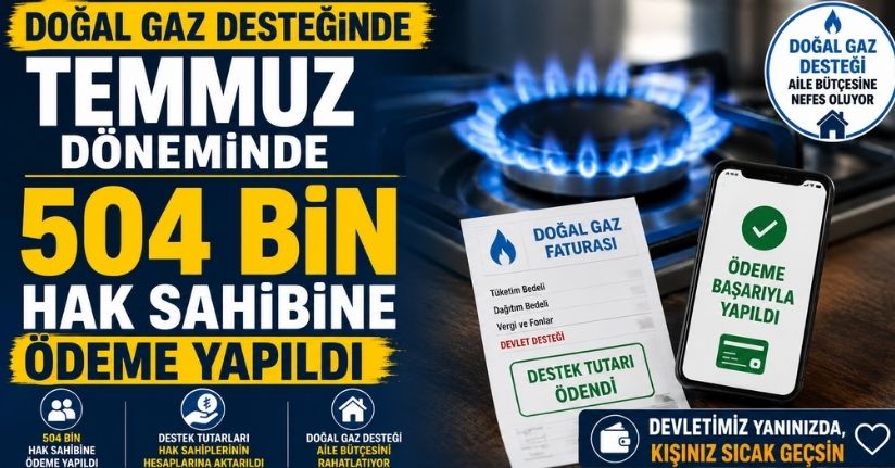 Doğal gaz desteğinde temmuz döneminde 504 bin hak sahibine ödeme yapıldı
