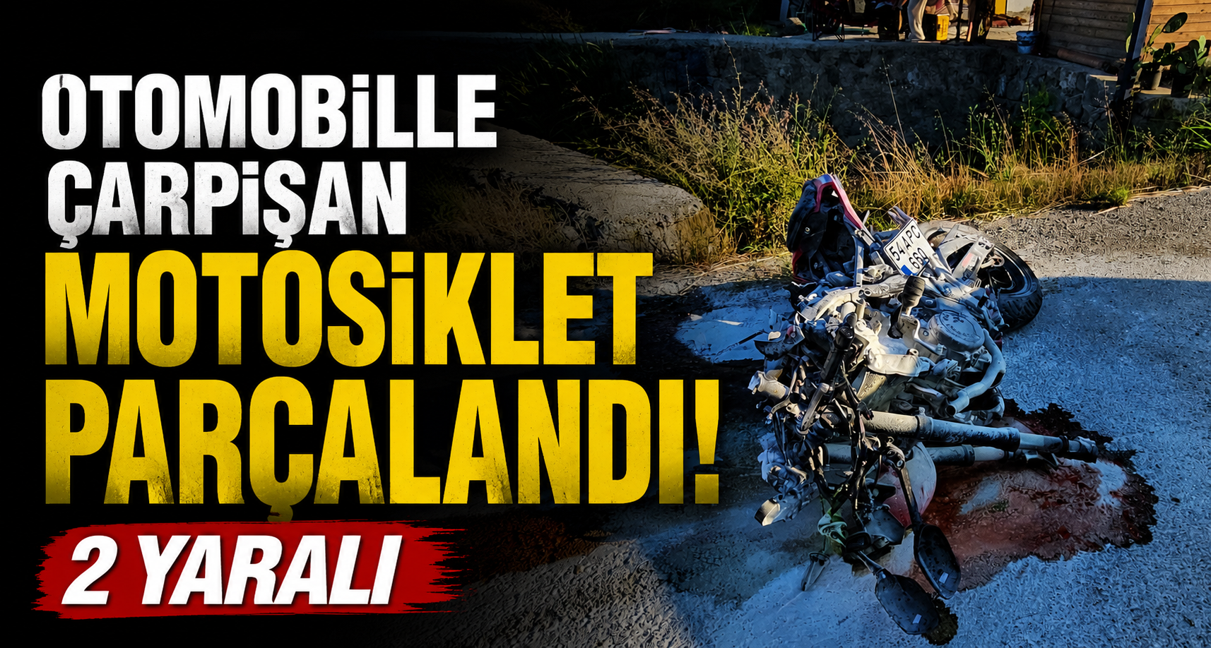 Otomobille çarpışan motosiklet parçalandı: 2 yaralı