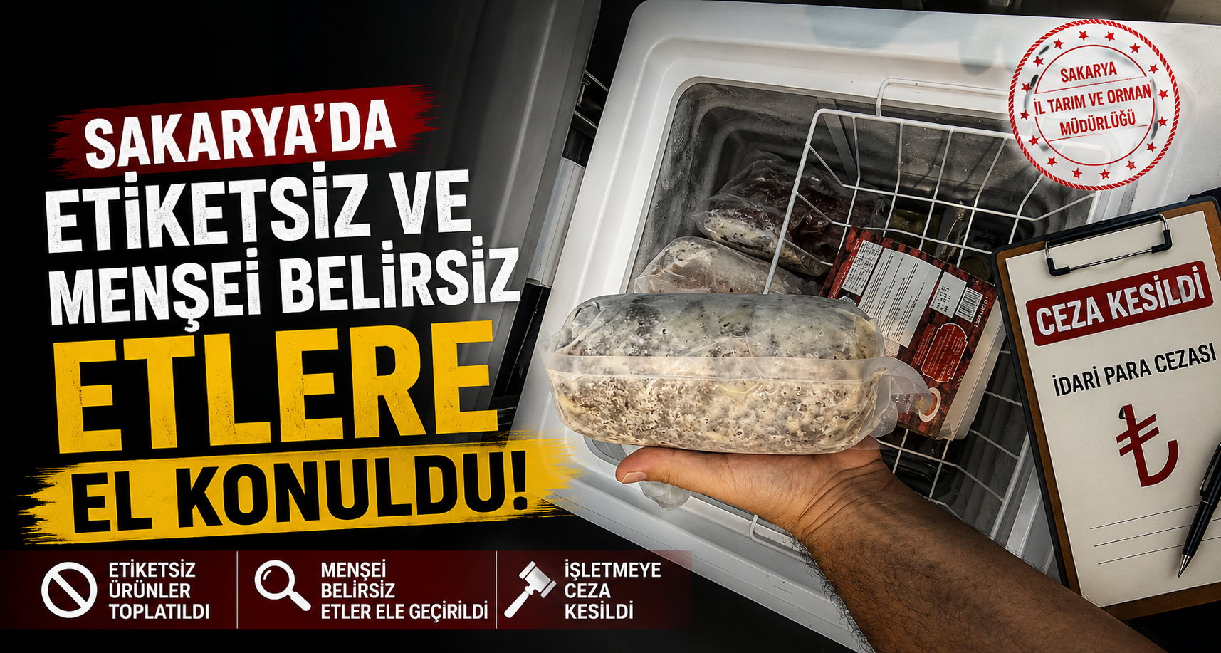 Sakarya’da etiketsiz ve menşei belirsiz etlere el konuldu, işletmeye ceza kesildi