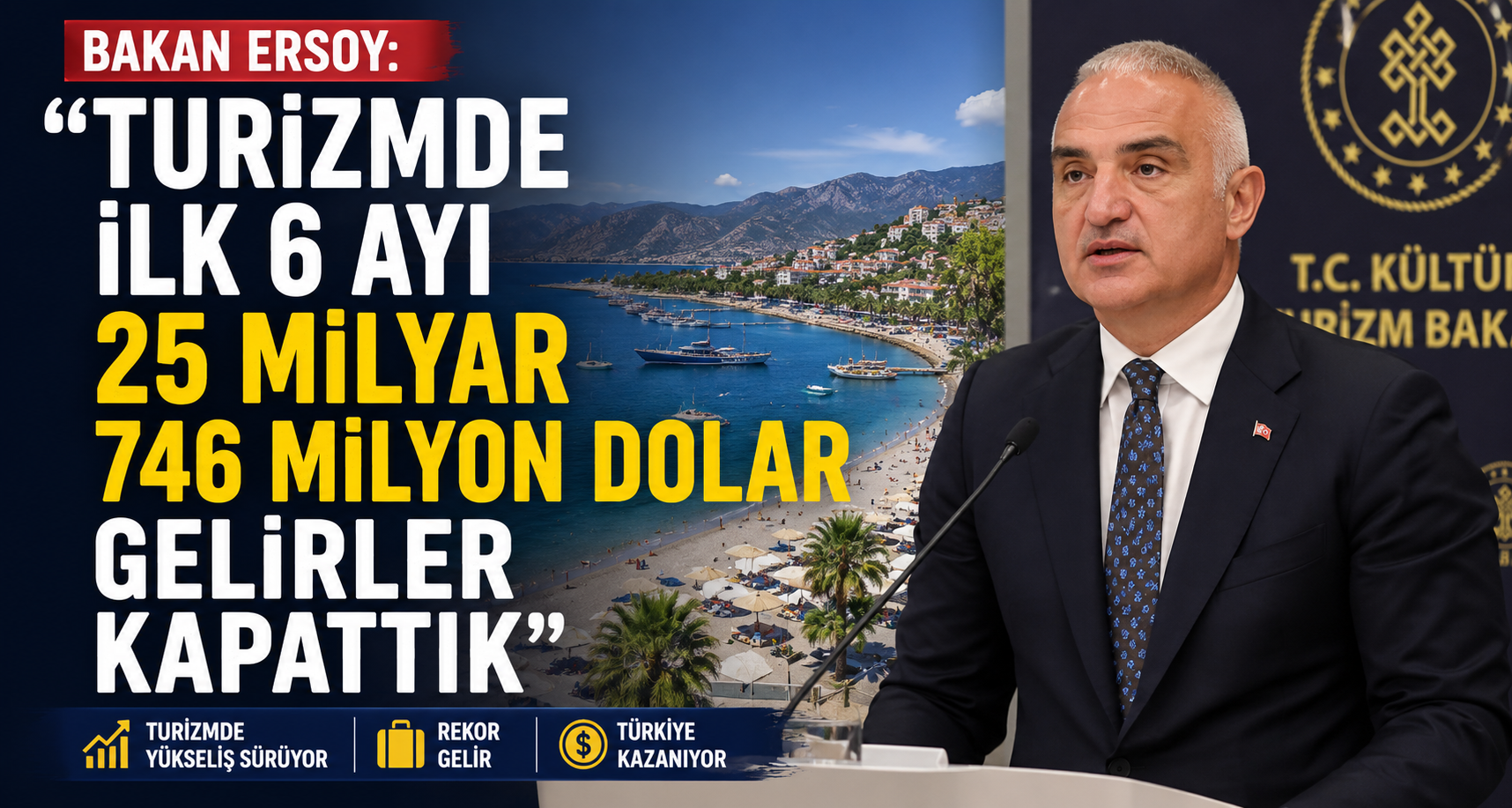 Bakan Ersoy: ’’Turizmde ilk 6 ayı 25 milyar 746 milyon dolar gelirler kapattık’’