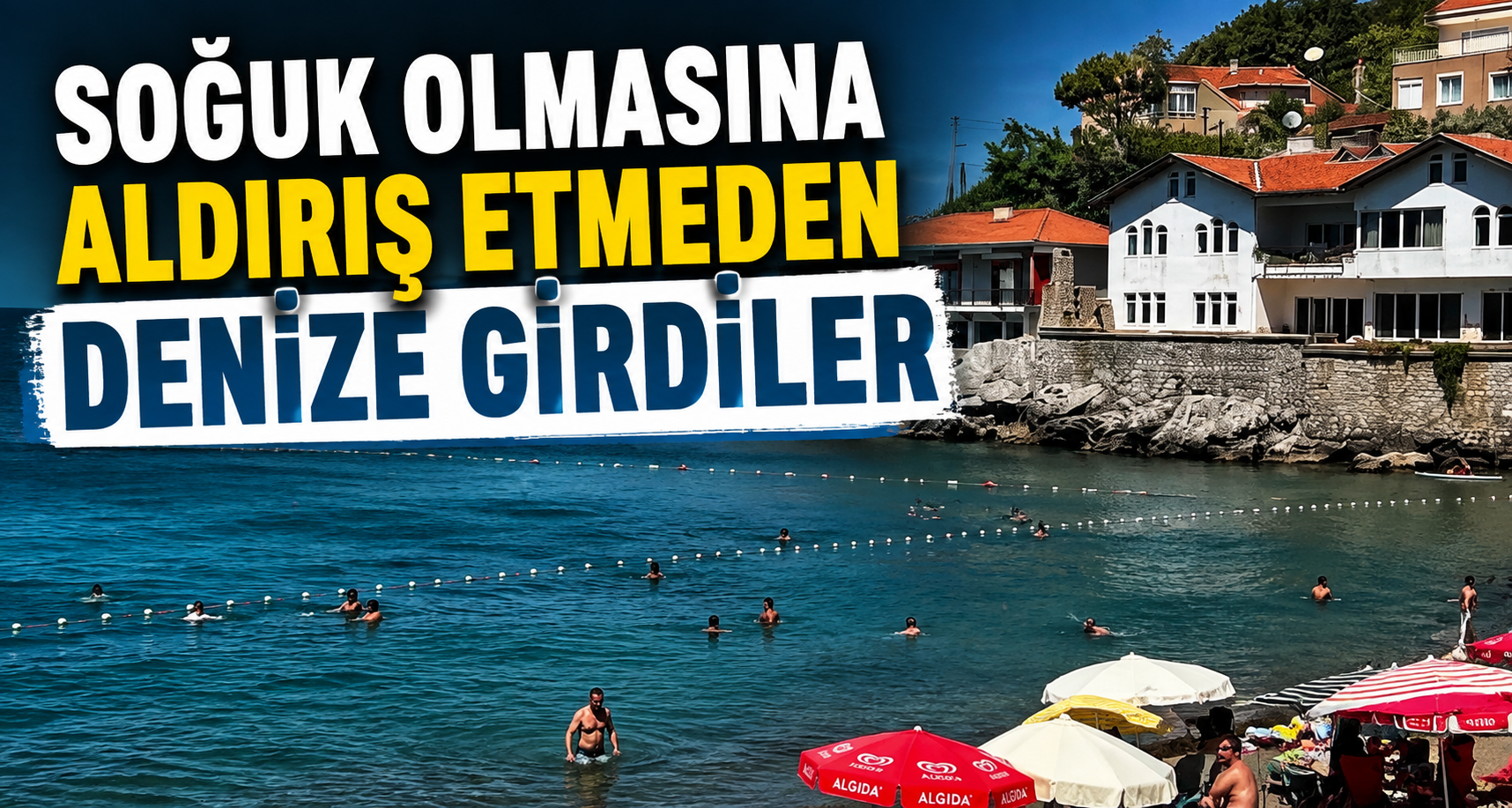 Soğuk olmasına aldırış etmeden denize girdiler
