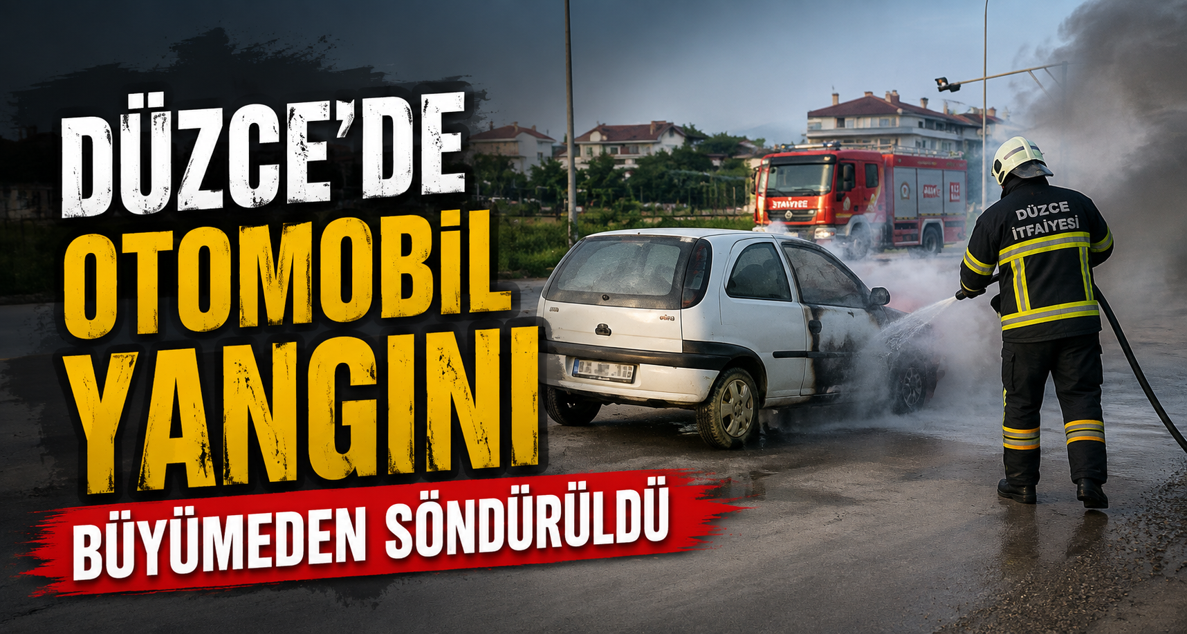 Düzce’de otomobil yangını büyümeden söndürüldü